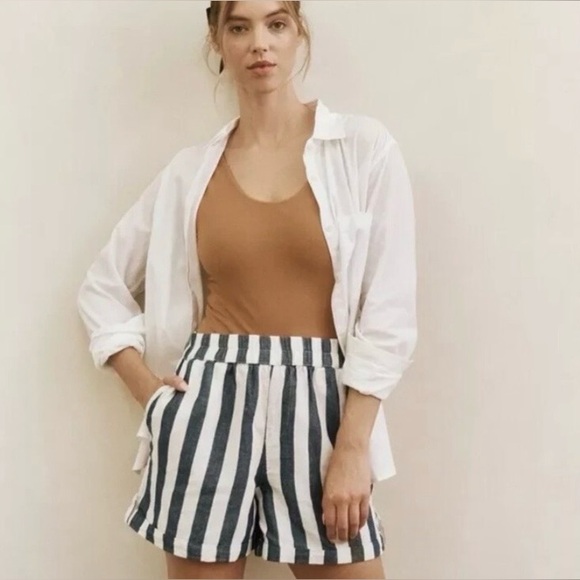 Pact Pants - PACT Rhea Tabbed Shorts in Mariners Stripe, Size Large